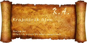 Krajcsirik Alex névjegykártya